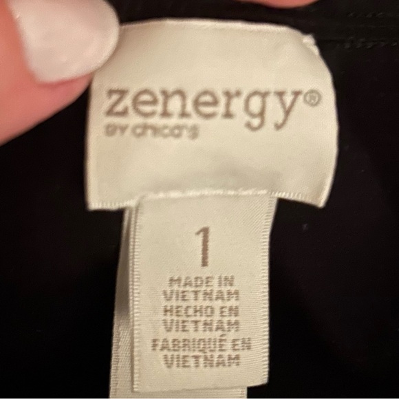 Chicos Zenergy casual soft cotton short sleeve black striped dress. Size 1. - Picture 5 of 7